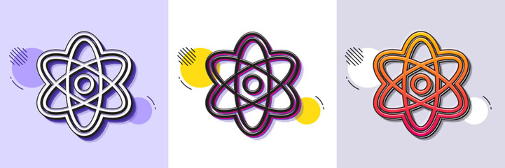 Wall Mural - Chemistry atom line icon. Halftone dotted pattern. Gradient icon with grain shadow. Laboratory molecule sign. Analysis symbol. Line chemistry atom icon. Various designs. Vector