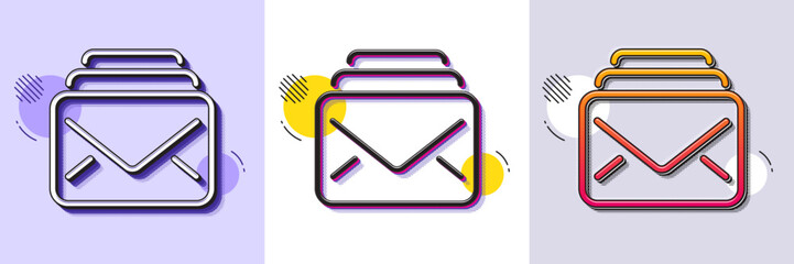 Wall Mural - Mail line icon. Halftone dotted pattern. Gradient icon with grain shadow. New Messages correspondence sign. E-mail symbol. Line mail icon. Various designs. Vector