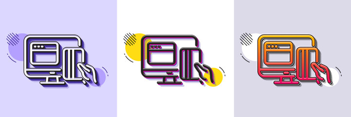 Wall Mural - Online Payment methods line icon. Halftone dotted pattern. Gradient icon with grain shadow. Web money sign. Credit card symbol. Line online payment icon. Various designs. Vector