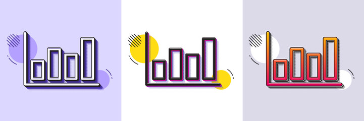 Wall Mural - Histogram Column chart line icon. Halftone dotted pattern. Gradient icon with grain shadow. Financial graph sign. Stock exchange symbol. Business investment. Line report diagram icon. Vector