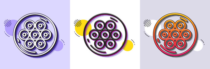 Wall Mural - Cable section line icon. Halftone dotted pattern. Gradient icon with grain shadow. Optic fiber sign. Internet network wire symbol. Line cable section icon. Various designs. Vector