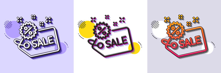Wall Mural - Sale tag line icon. Halftone dotted pattern. Gradient icon with grain shadow. Shopping discount sign. Clearance symbol. Line sale icon. Various designs. Vector