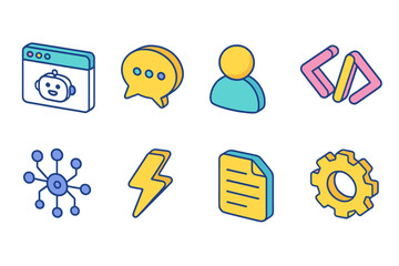 Technology, communication, development 3d icon set for web and mobile interfaces