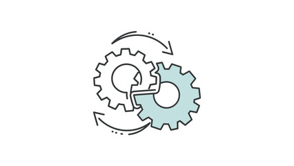 Interlocking Gears Cooperation Teamwork Mechanism Process Minimalist Line Vector