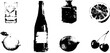 © Artem - Black and white grunge stencil illustration of beverage and fruit elements for creative design