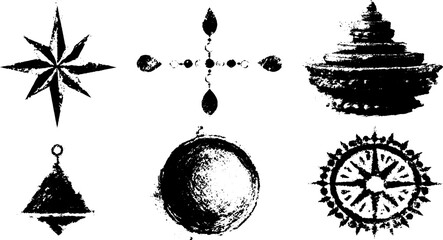 Wall Mural - Celestial star and ornament stencil set - grunge design elements for artistic projects