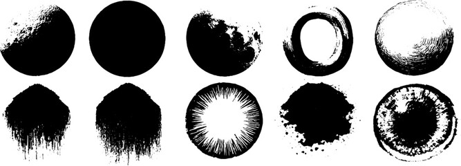Wall Mural - Abstract black and white grunge stencil set for creative design and decoration