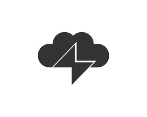 Wall Mural - Cloud with lightning logo design template. Minimalistic energy, power, thunderstorm flat  icon sign symbol logotype.