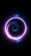 Wall Mural - A black hole with a bright ring of light against a dark background.