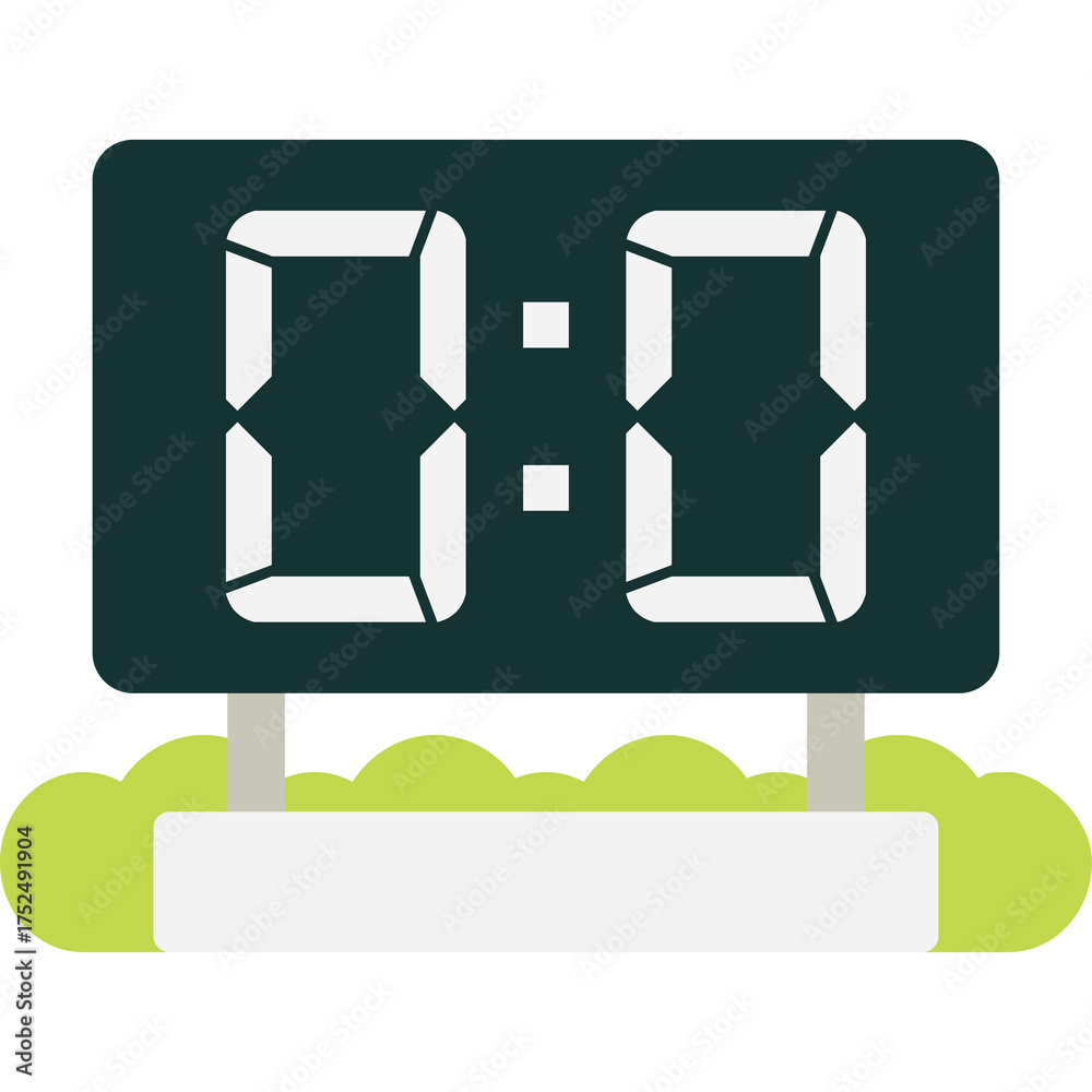 Digital Scoreboard Displaying Zero To Zero In A Flat Design Style With ...