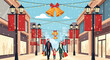 © Elizabeth - Family joyfully celebrates the holiday season shopping on the decorated city street, creating heartwarming memories in the snowy winter weather
