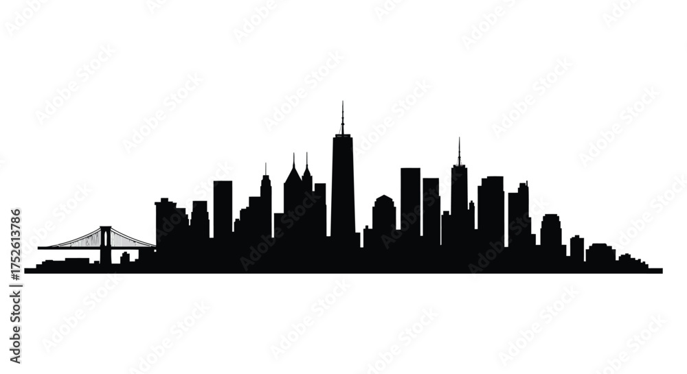 Iconic new york city skyline silhouette featuring freedom tower and ...