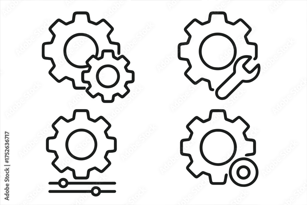 Control Setting Symbol Mechanism and Settings Outline Icons for Design, Apps, Cards, Social ...