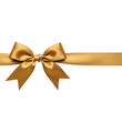 © InfiniteDesign - Elegant gold satin bow and ribbon for festive occasions and gifts. Isolated on transparent background, png