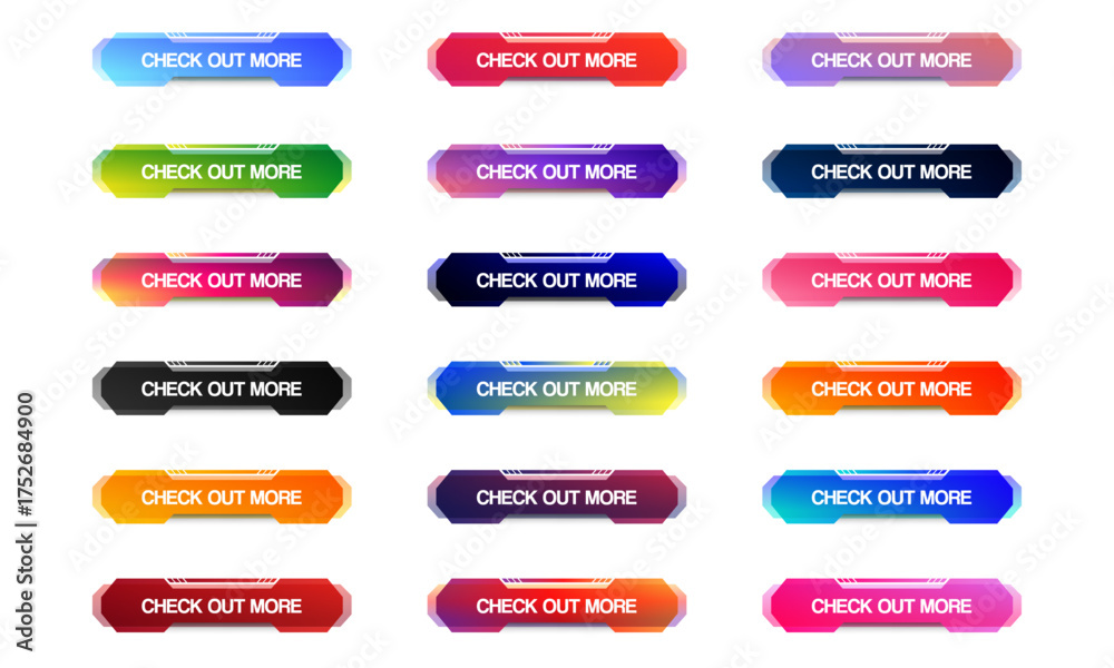 Vector de Stock Check out more buttons icon set design. Set Button ...