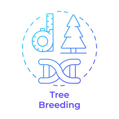 Wall Mural - Tree breeding blue gradient concept icon. Forestry science, biotechnology. Ecosystem, environment. Round shape line illustration. Abstract idea. Graphic design. Easy to use in brochure, booklet