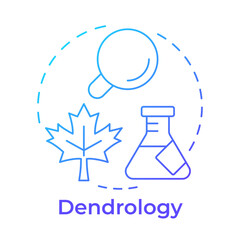 Wall Mural - Dendrology blue gradient concept icon. Nature science, biotechnology. Ecology, environment. Round shape line illustration. Abstract idea. Graphic design. Easy to use in brochure, booklet