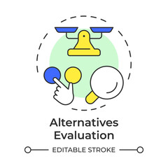 Wall Mural - Alternatives evaluation multi color concept icon. Product comparison, customer experience. Round shape line illustration. Abstract idea. Graphic design. Easy to use in infographic, article