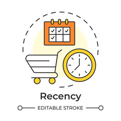 Wall Mural - Recency multi color concept icon. Time management, control. Purchase, commerce. Calender, planner. Round shape line illustration. Abstract idea. Graphic design. Easy to use in infographic, article