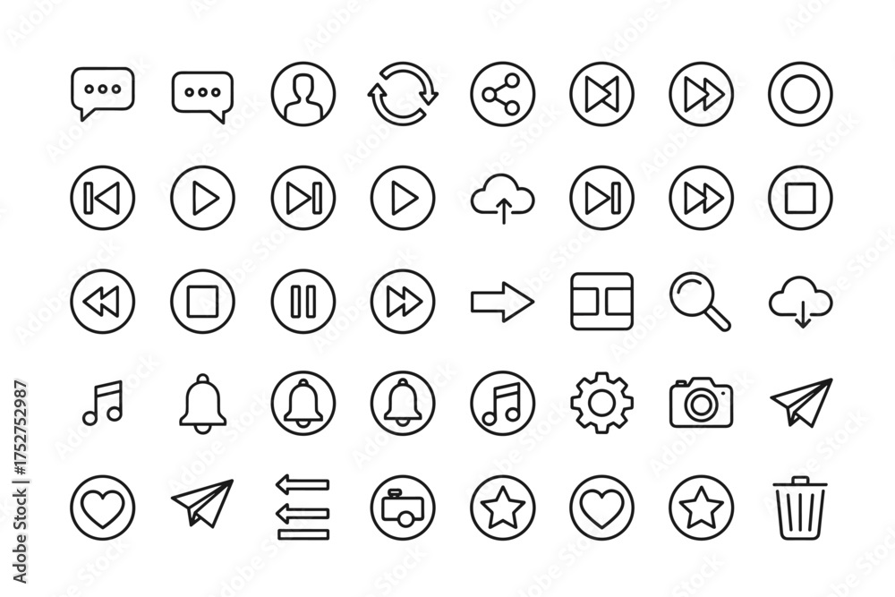 UI line icon set. Universal thin icons for user interface design. Web ...