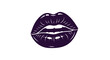 © Edwin - Glossy dark purple lips illustration with open mouth showing teeth.