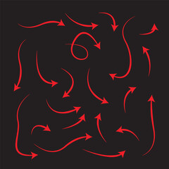 Wall Mural - Curve arrow icon set. set of red long curve arrow for app and ui design. long up arrow icon set