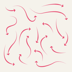 Wall Mural - Curve arrow icon set. set of red long curve arrow for app and ui design. long up arrow icon set