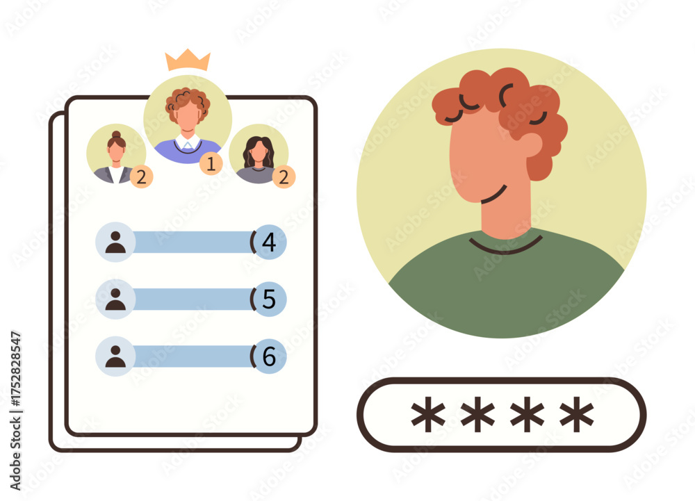User leaderboard with profile icons and ranking system alongside a ...