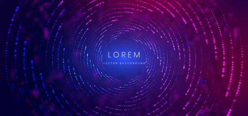 Technology digital dot element data network communiction on blue and pink background.