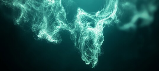 Canvas Print - Electric Teal Swirls Digital Abstraction with Cool Tones and Noise Overlay Texture Elements
