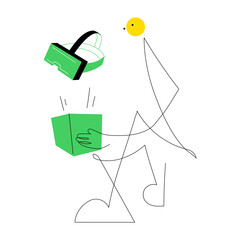 Canvas Print - An outline style illustration depicting online money