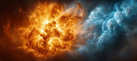 Wall Mural - Stunning Abstract Representation of Atomic Forces and Energetic Flow in Cosmic Space Dynamics