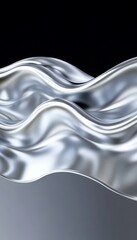 Canvas Print - Elegant Abstract Surface with Smooth Waves and Metallic Reflection, Luxury Chrome Texture Design