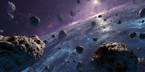 Wall Mural - Vast Universe Scene with Planets, Asteroids, and Space Elements Captured in Stunning High-Resolution Detail for Inspiring Cosmic Artwork and Backgrounds