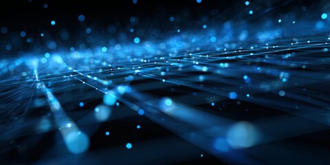 Wall Mural - Abstract Digital Background of Blue Data Lines and Grids Depicting Advanced Technology and Connectivity in Cyber Space