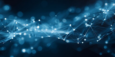 Wall Mural - Abstract blue technology background with connected dots and lines, digital connections representing data networks and communication in a vibrant modern design