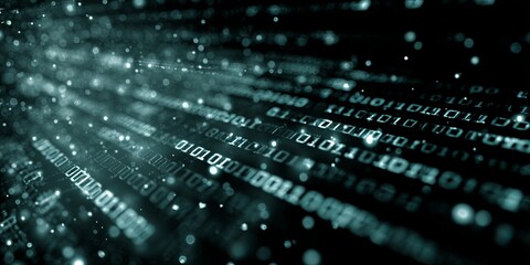 Wall Mural - Futuristic Digital Interface with Binary Code and Abstract Patterns for Technology Background or Graphic Design Projects