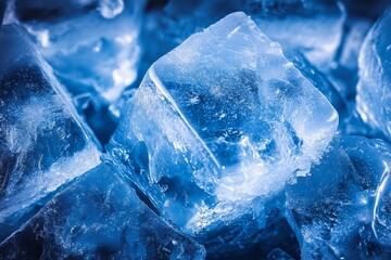 Wall Mural - Icy Freshness Macro View of Cool Ice Cubes, Perfect for Summer Drinks and Refreshing Relaxation