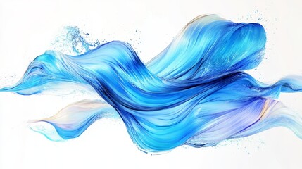 Canvas Print - Abstract Watercolor Flowing Shapes in Blue Shades, Creating a Serene and Dynamic Background