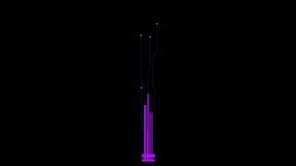 Wall Mural - Futuristic HUD Element Animation: Purple Data Bars with Blue Circuitry on Black