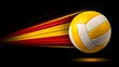 © Zee - Volleyball ball in motion with red and yellow speed trail on black background