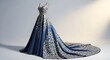 © gulshan - Elegant couture blue ball gown for wedding, bridal, or high fashion display isolated PNG with Transparent Background