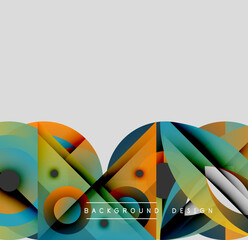 Wall Mural - Abstract geometric shapes overlap, creating vibrant colorful design. Modern style, suitable for backgrounds, presentations.