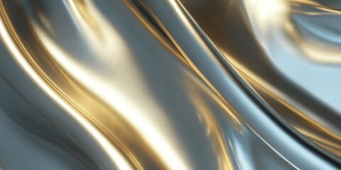 Wall Mural - Reflective Smooth Metallic Surface Texture Captured in High Detail for Design and Artistic Applications