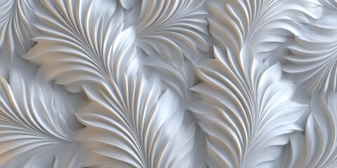 Wall Mural - Elegant White Leaf Pattern Texture for Minimalist Designs and Modern Interiors