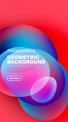 Wall Mural - Vibrant abstract shapes overlap, creating colorful geometric background. Text promotes further exploration. Modern design elements present.