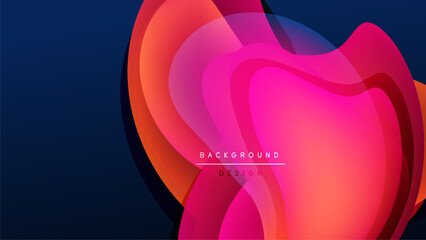 Wall Mural - Abstract layers create vibrant floral shape. Gradient colors blend, forming modern background design. Dark backdrop emphasizes bright hues.