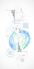 Wall Mural - Abstract background. Scientific and technological concept with the use of technical elements formed in the shape of a circle. Vector