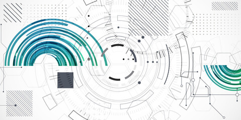 Wall Mural - Abstract background. Scientific and technological concept with the use of technical elements formed in the shape of a circle. Vector
