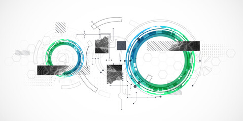 Wall Mural - Abstract background. Scientific and technological concept with the use of technical elements formed in the shape of a circle. Vector